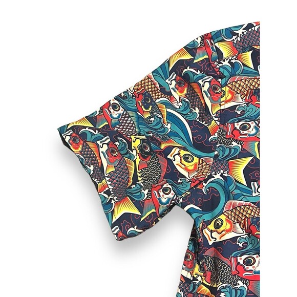 WeSC Men's M Women’s Large SS Oden Koi AOP Japanese Pattern Multicolor Shirt New - Picture 5 of 12